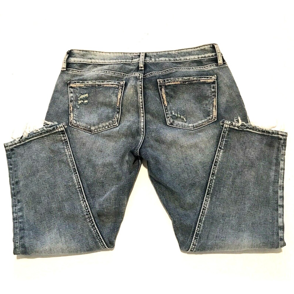 Silver Jeans Womens 28x25 Capri Slim Crop Distressed Stretch Blue Co Elyse‎
